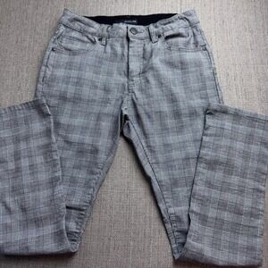 Fried Denim Mens Grey Glen Plaid Slim Fit Pants Trousers 30x31 Stretch Casual